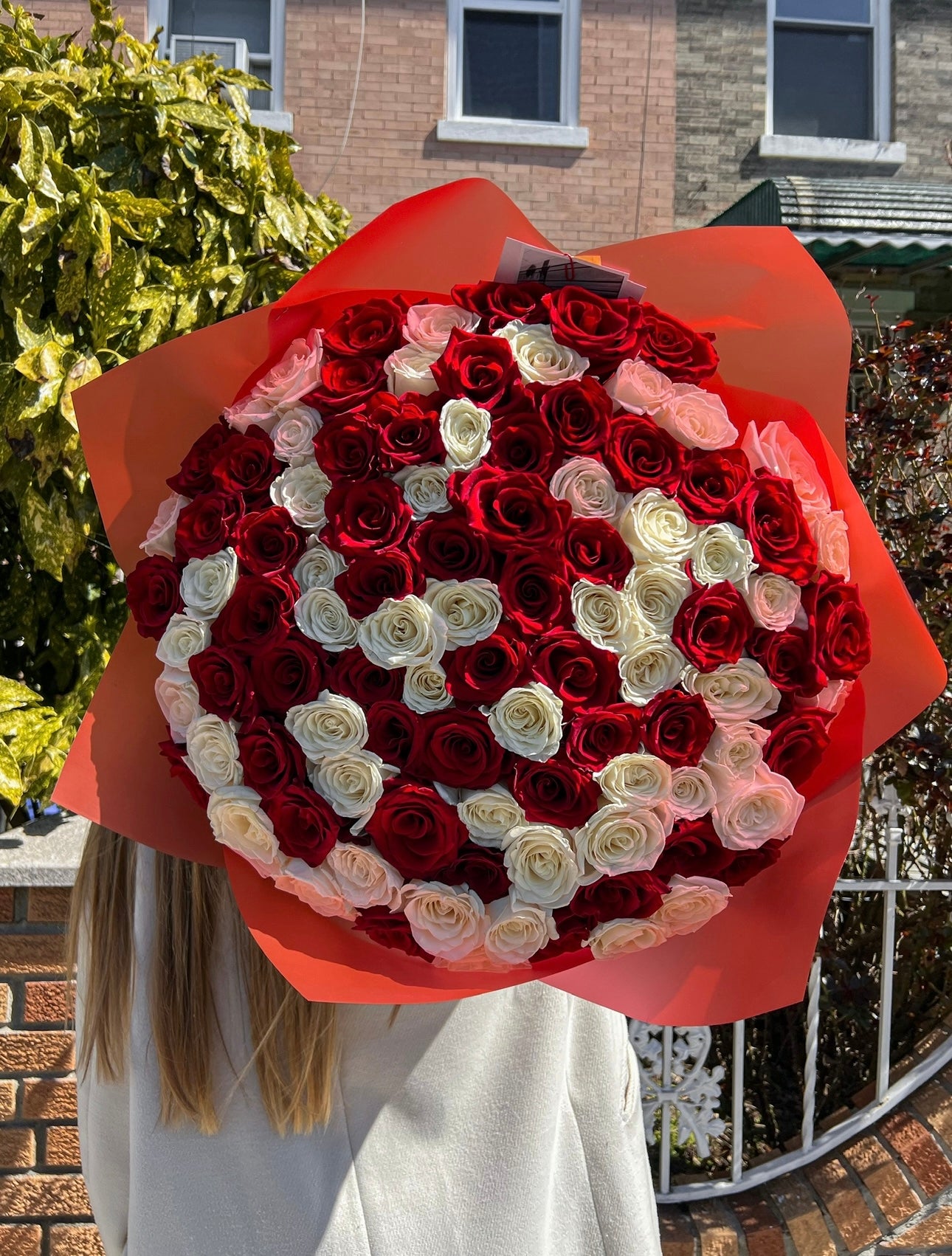 Mix of Red & White Long Stem Roses