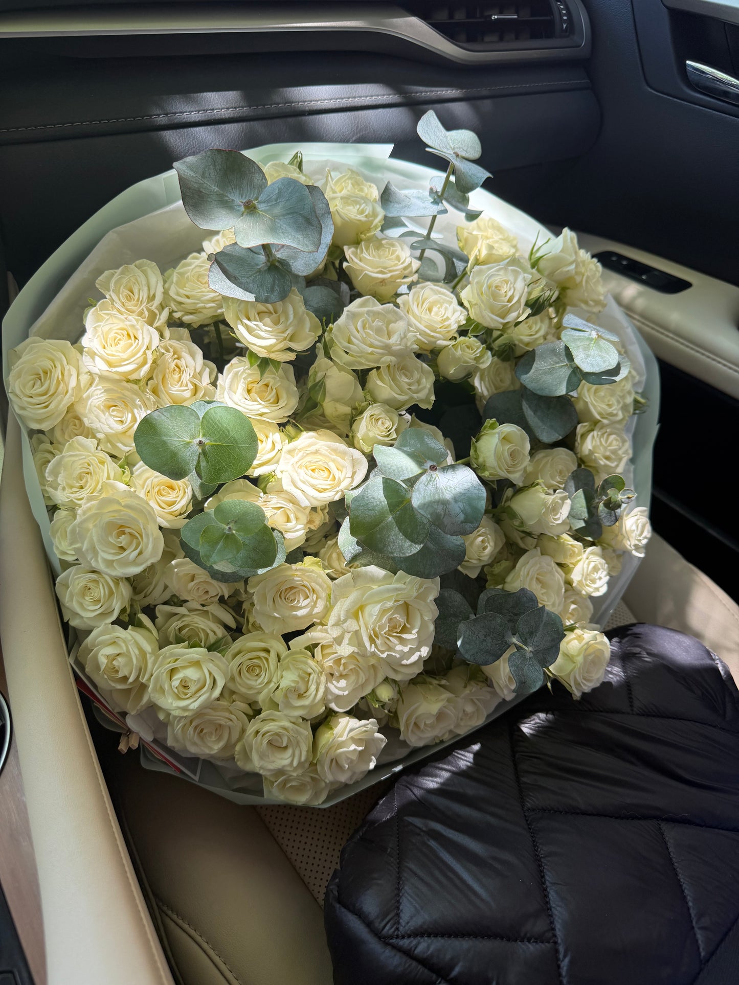 White Spray Roses & Eucalyptus