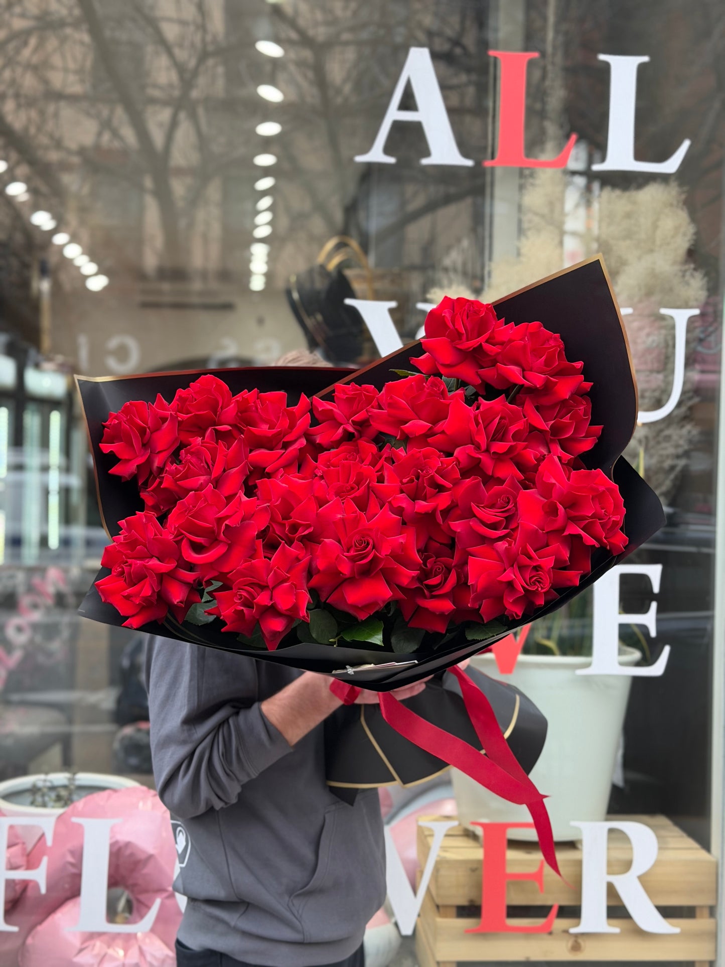 "Explorer" Bouquet (red French roses)