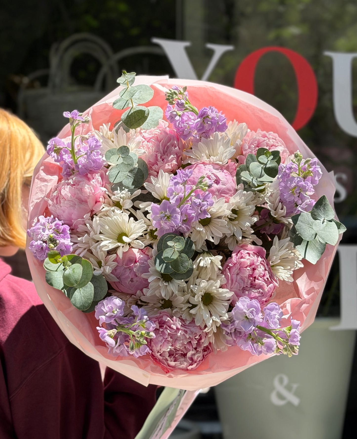 “That one day” Bouquet (Peonies, Daisy, Eucalyptus, Stocks)