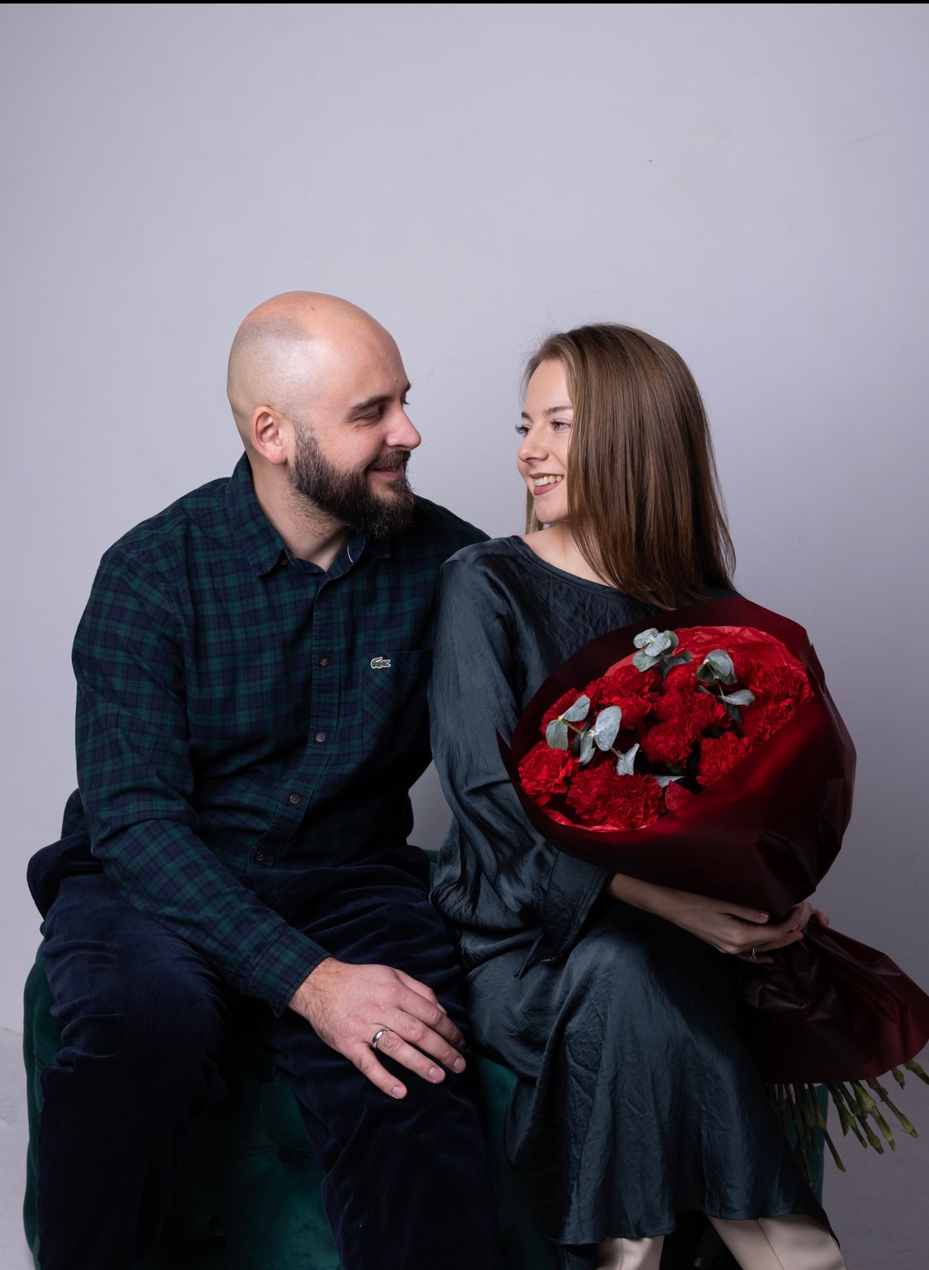 Red Dianthuses & Eucalyptus (Valentine's day)