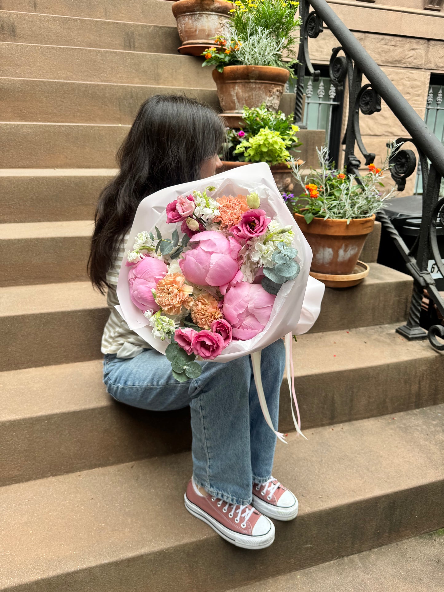 "Peony Crush" Bouquet ( Peonies, Hydrangeas, Stocks, Dianthuses, Lisianthus)