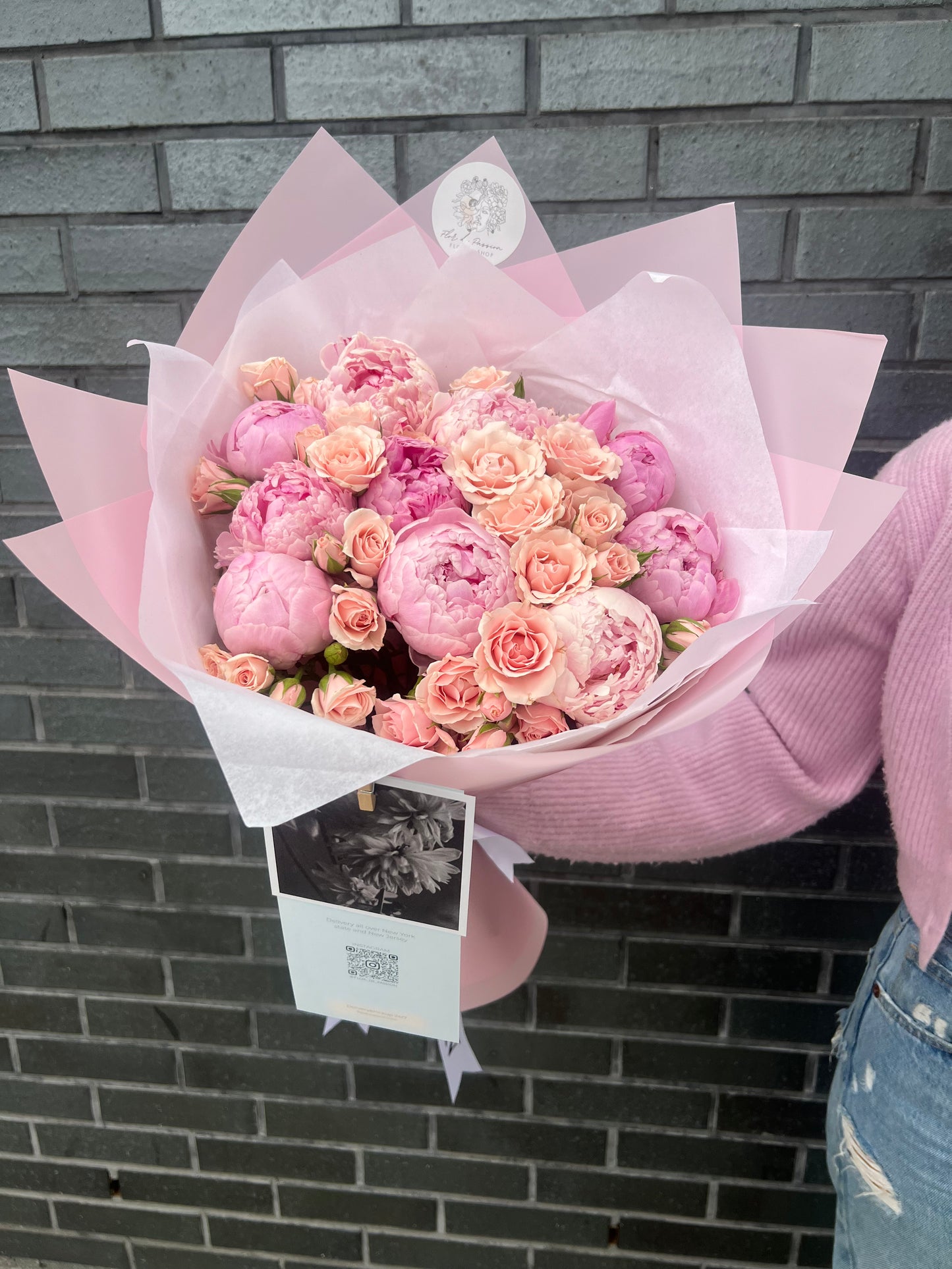 Peonies & Pink Spray Roses
