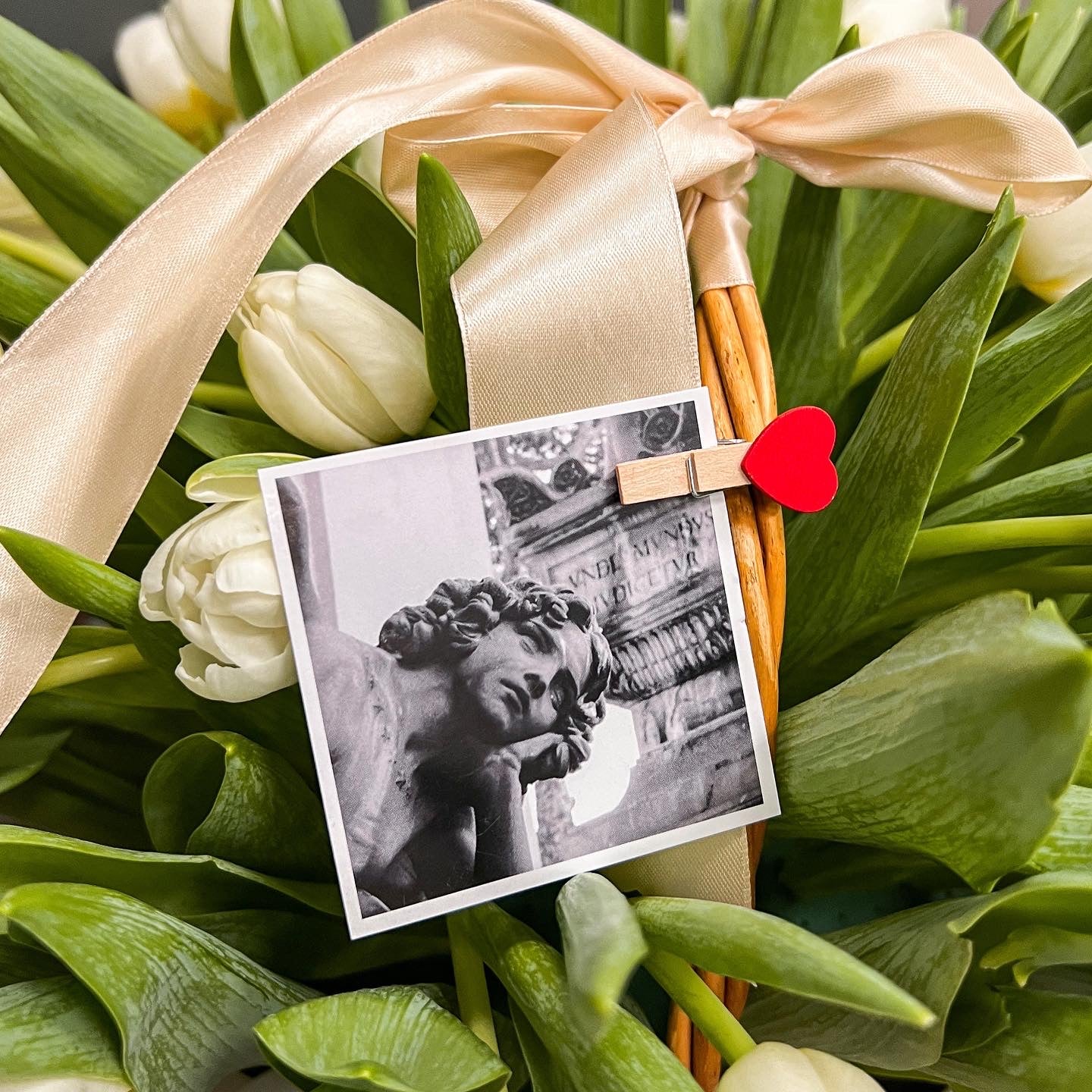 Basket of White Tulips