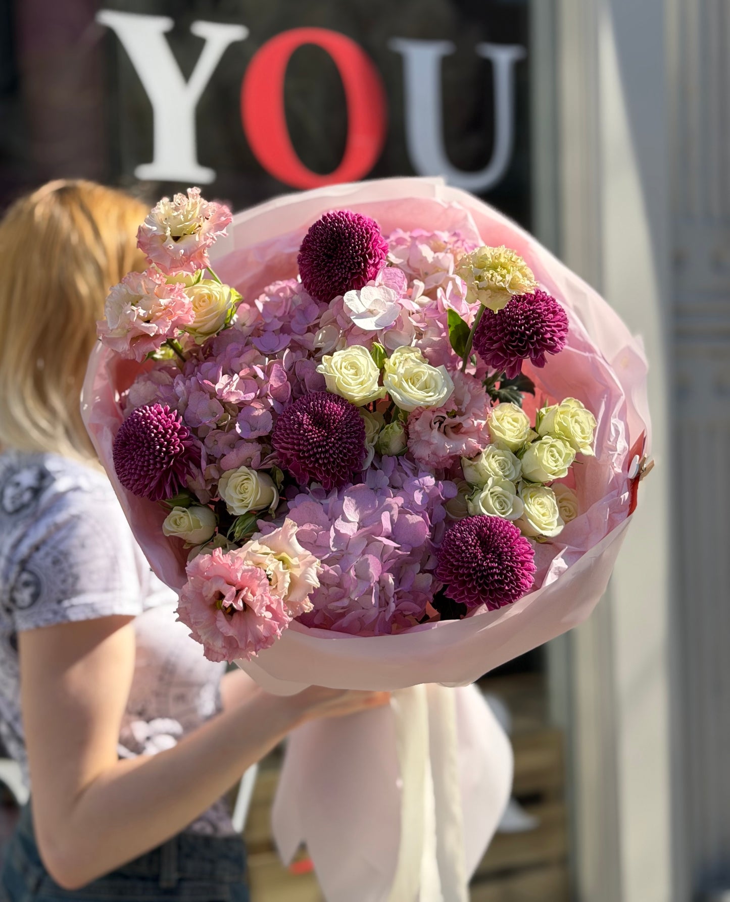 “Lilac Volume” Bouquet ( chrysanthemum, hydrangeas, lisianthus, spray roses)