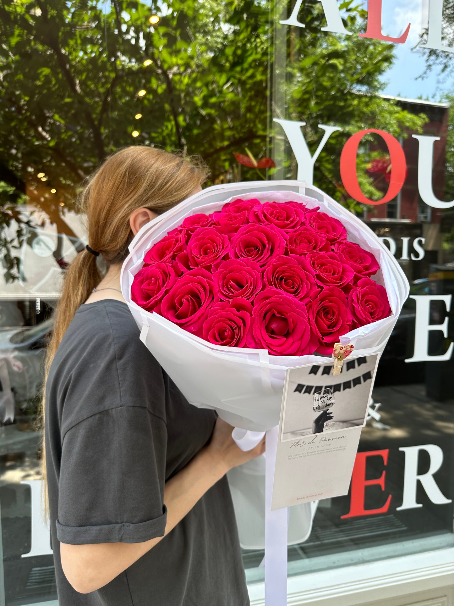 Hot Pink Roses Bouquet