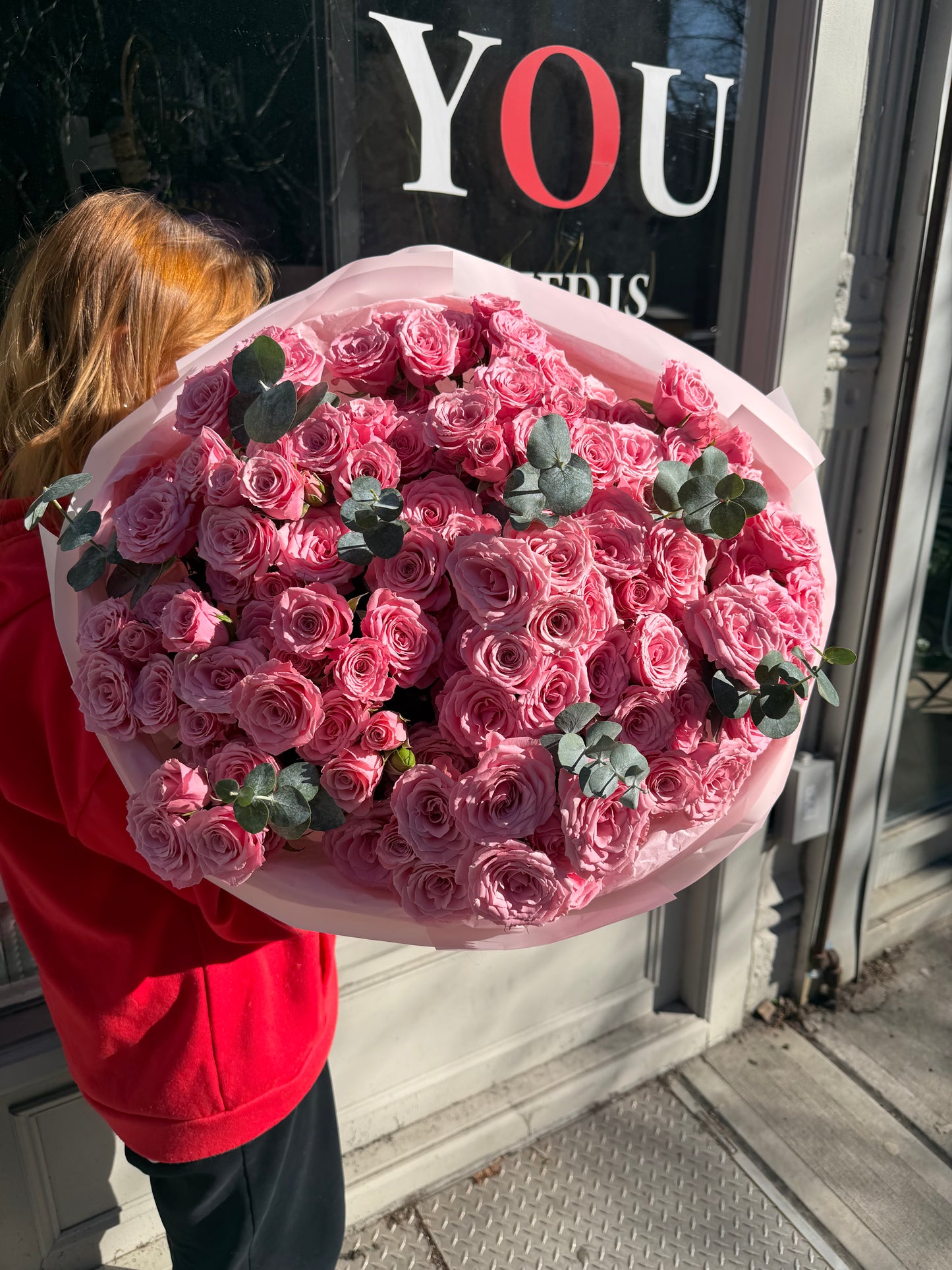 Pink Spray Roses & Eucalyptus