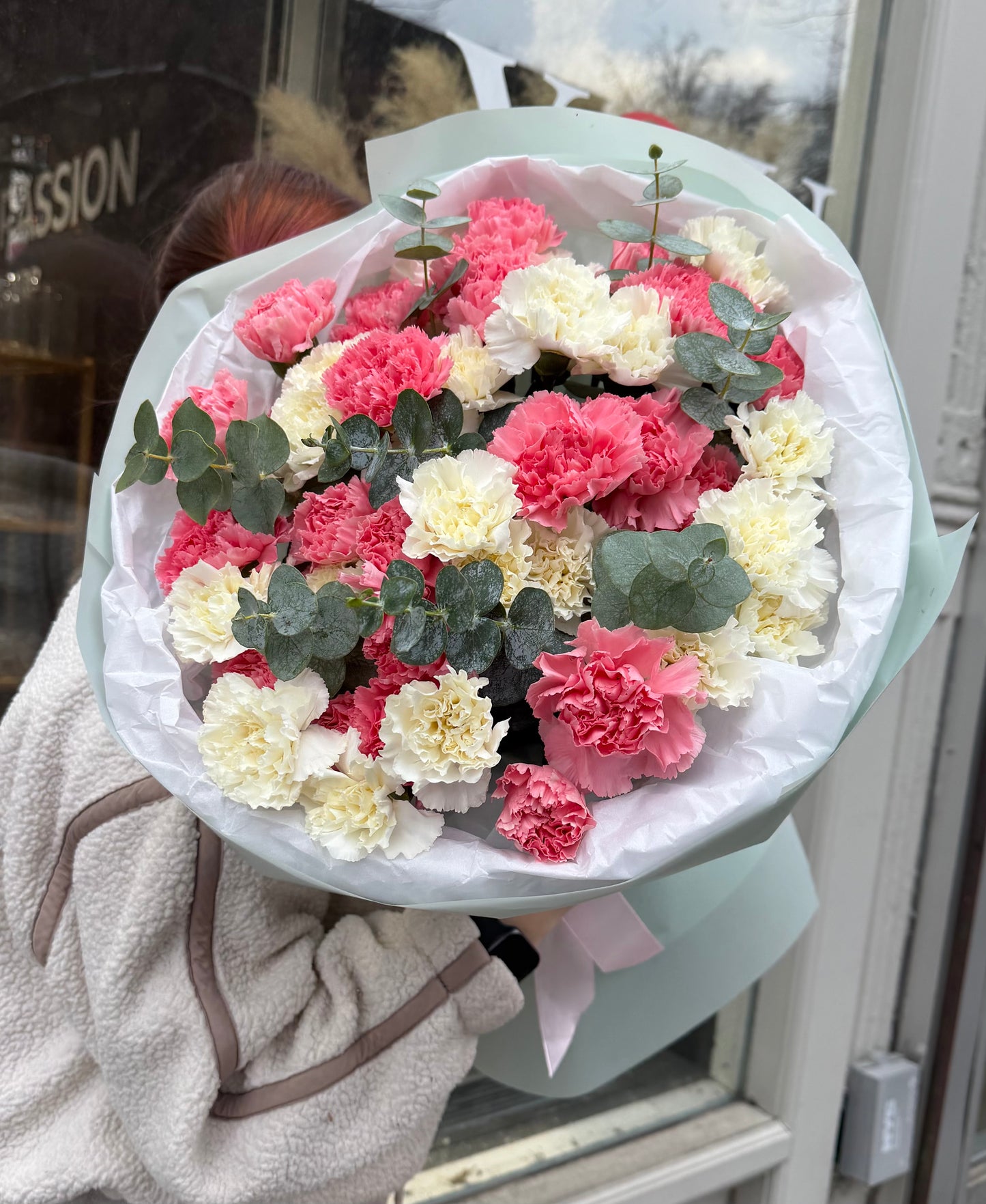 Dianthuses Mix with Eucalyptus