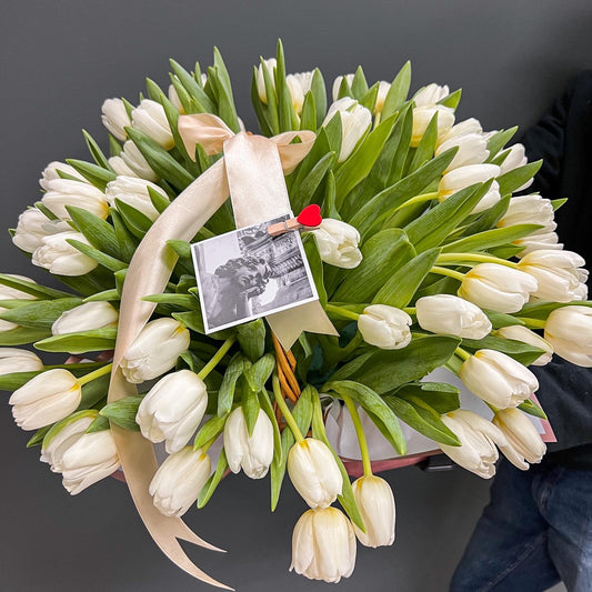 Basket of White Tulips