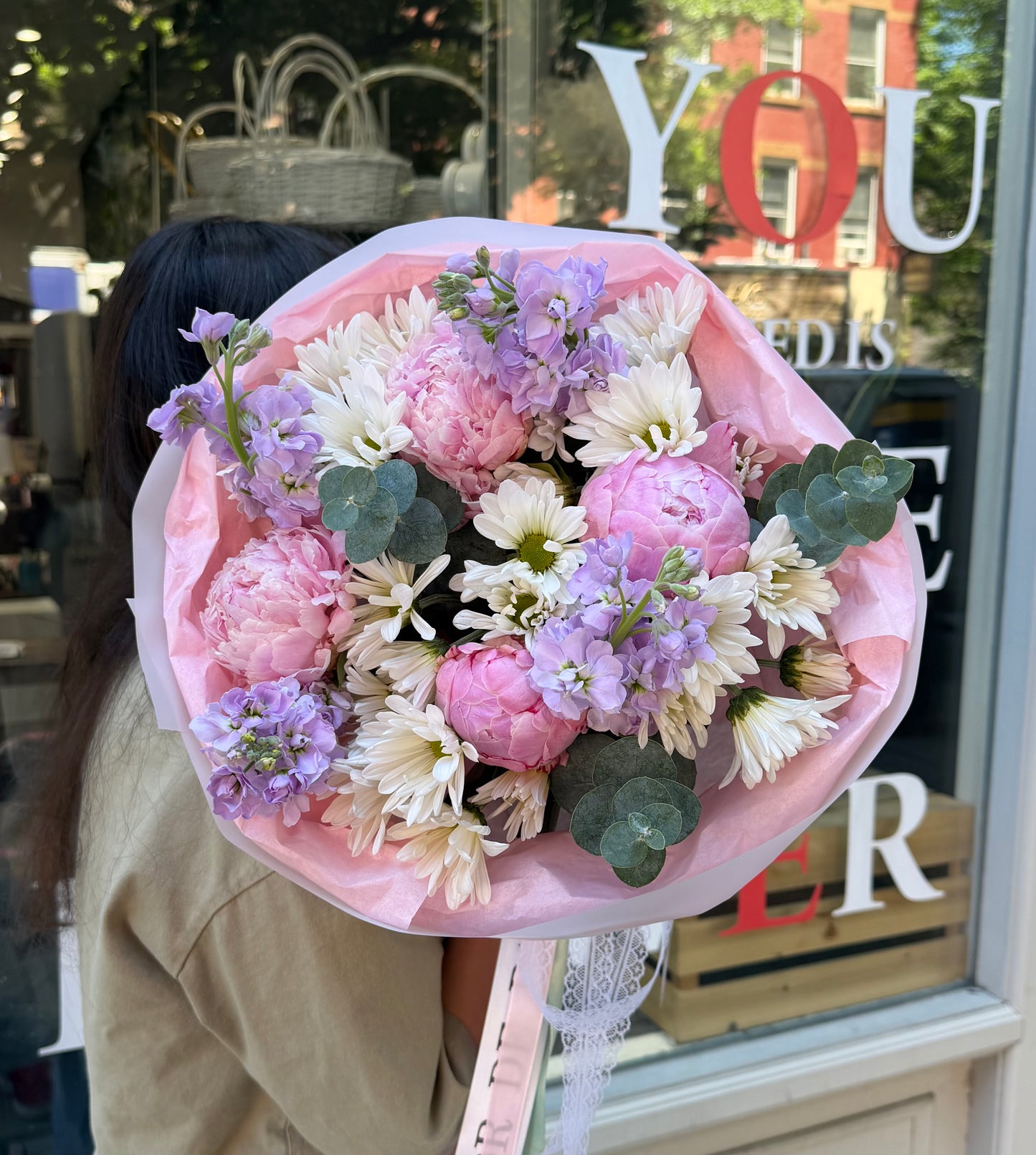 “That one day” Bouquet (Peonies, Daisy, Eucalyptus, Stocks)