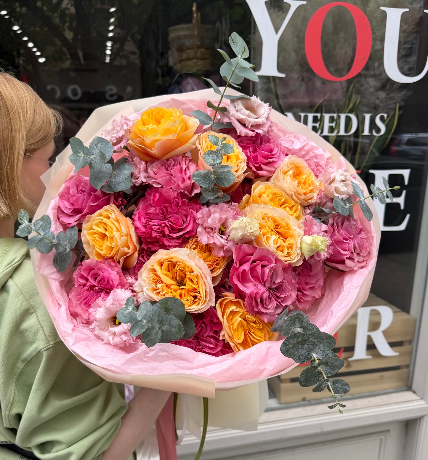 “The Grand Gesture” Bouquet (Garden Kings Cross, Country Blues, Eucalyptus, Lisianthus)
