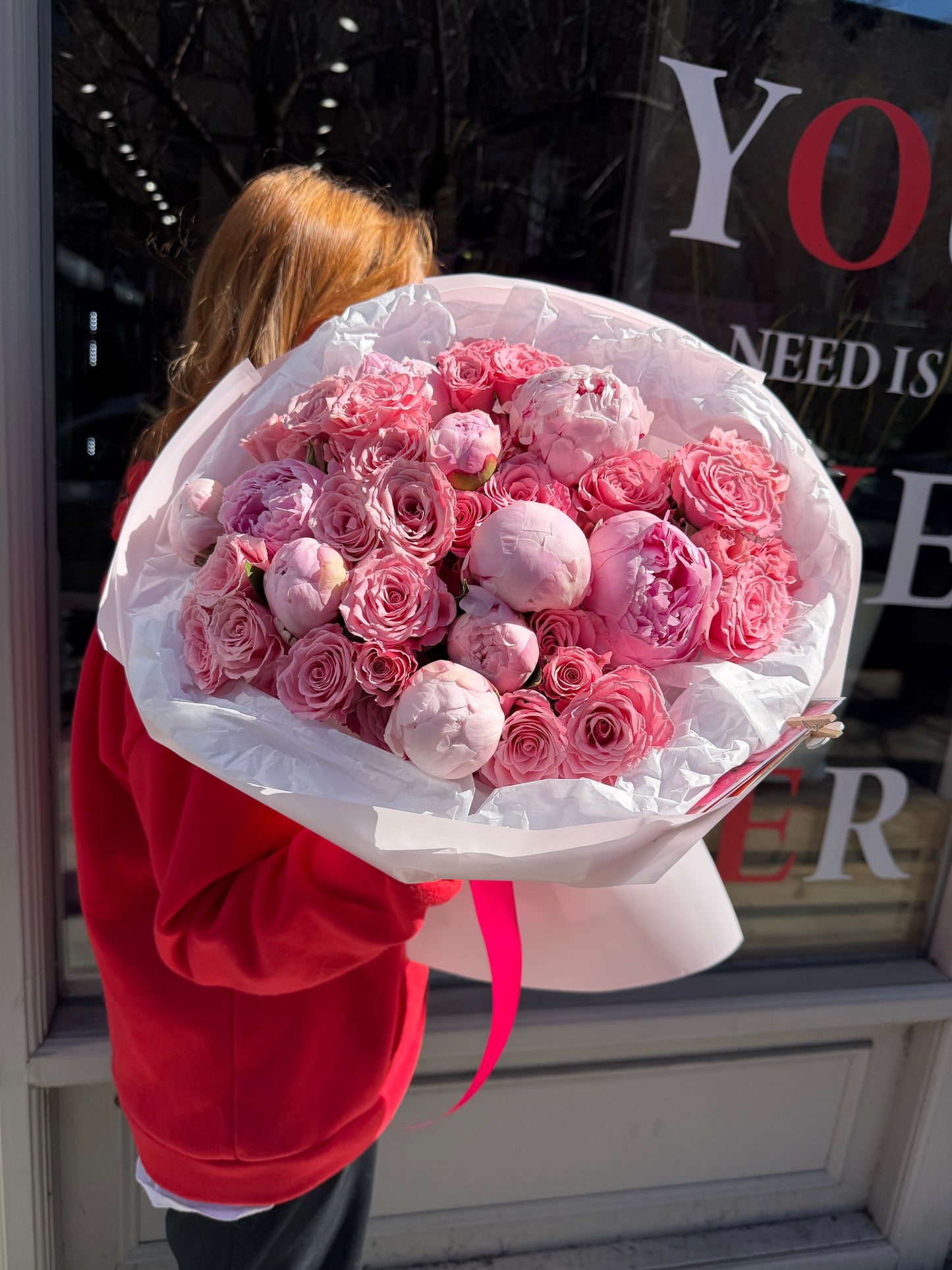 Peonies & Pink Spray Roses