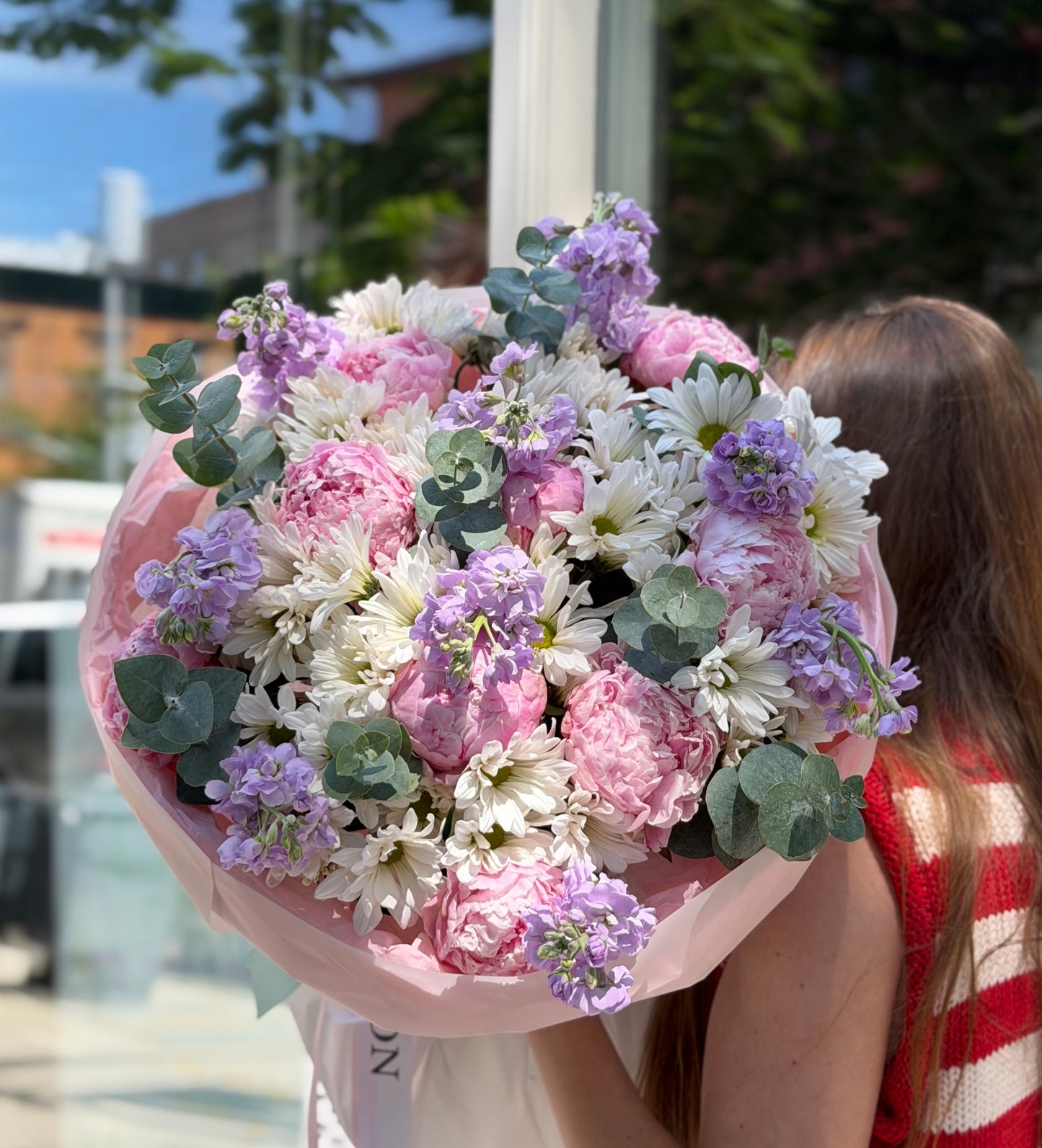 “That one day” Bouquet (Peonies, Daisy, Eucalyptus, Stocks)