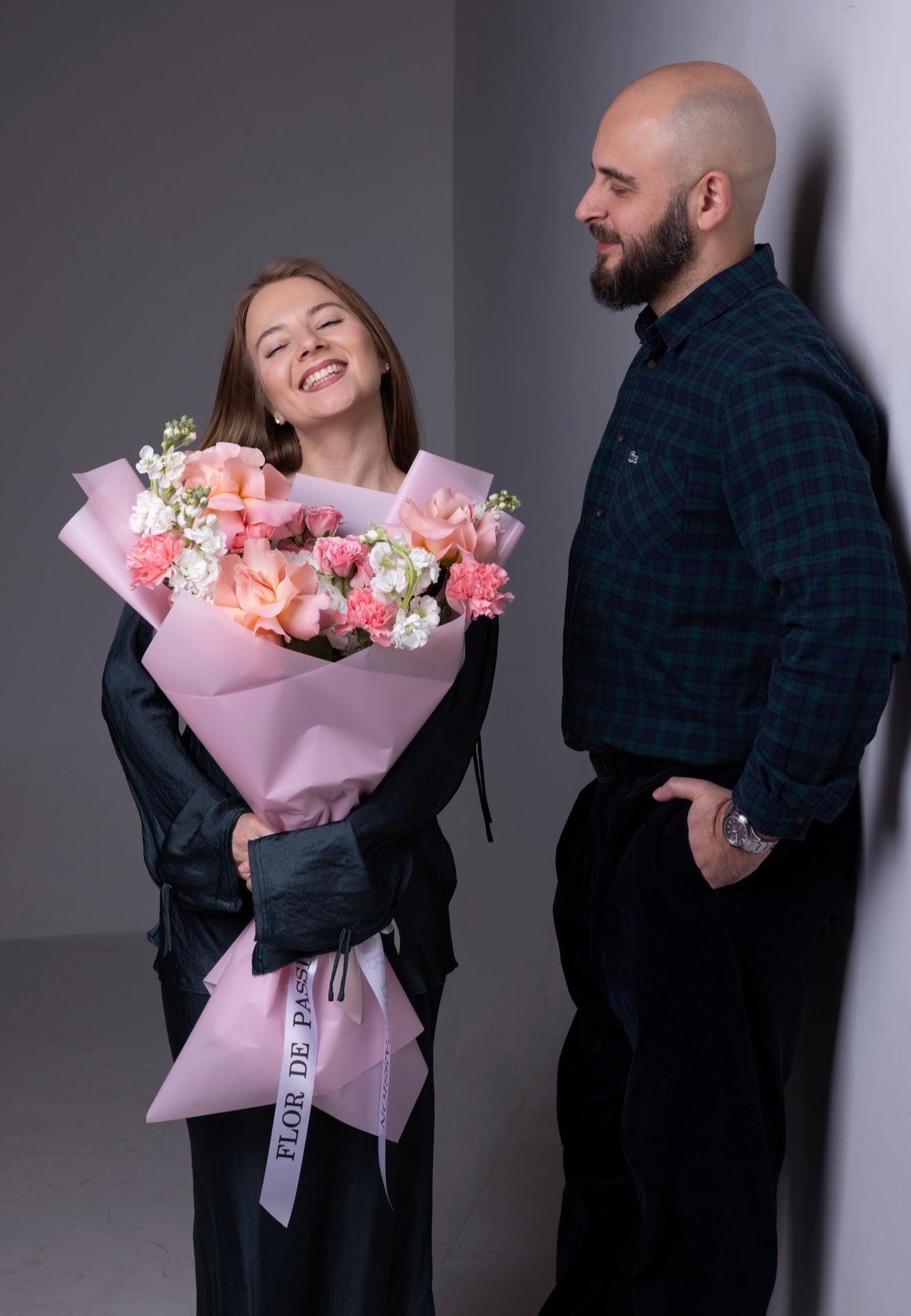 "Strawberry Mousse" Bouquet (French Rose, Hydrangea, Stocks, Spray Roses, Carnations)