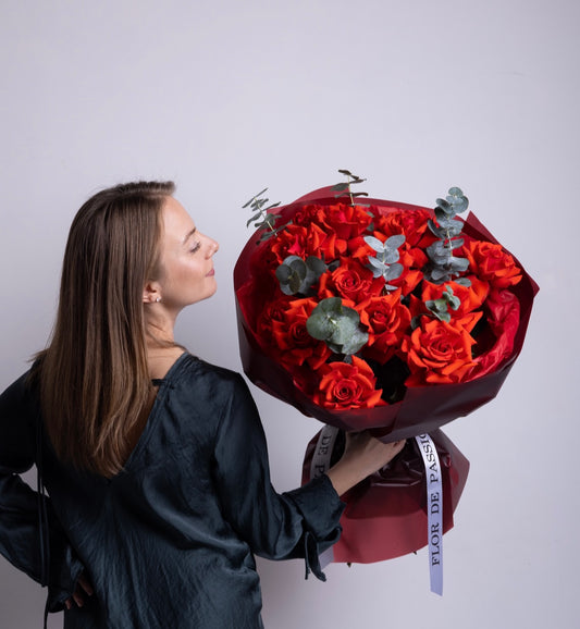"Clear Choice" Bouquet (French Roses, Eucalyptus)