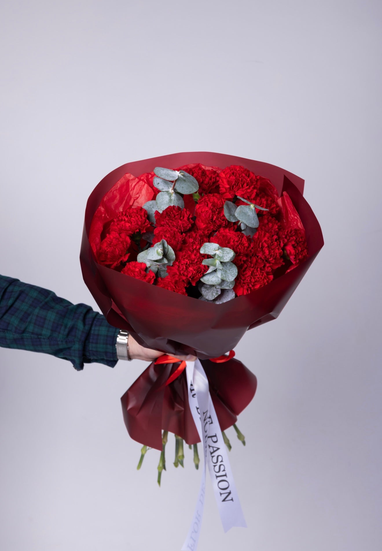 Red Dianthuses & Eucalyptus (Valentine's day)