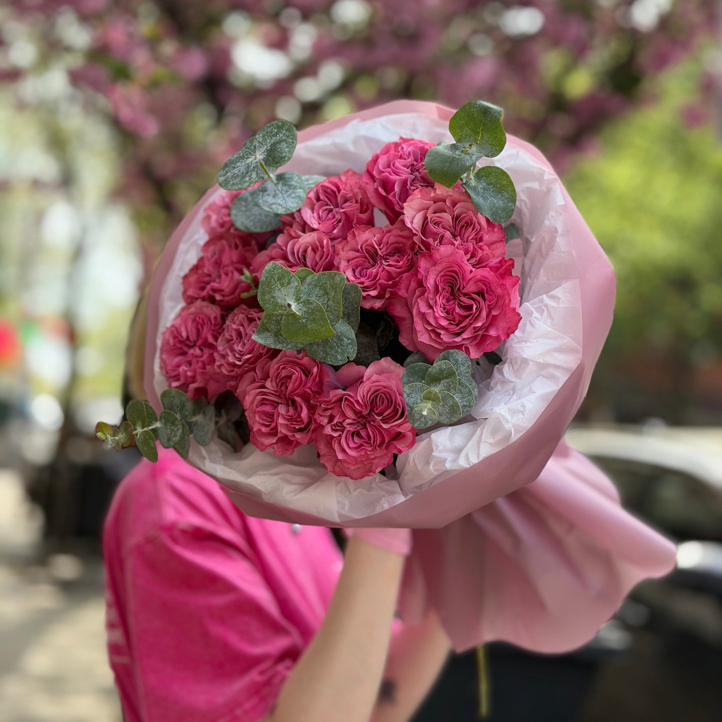 Country Blues Roses & Eucalyptus