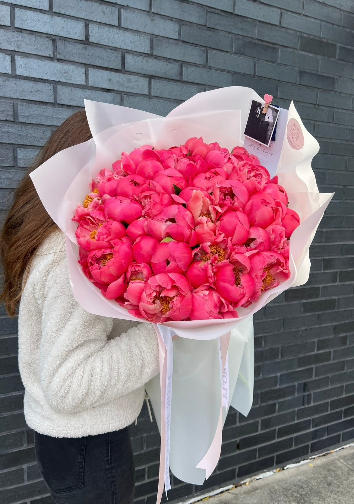 Mono Bouquet of Coral Charm Peonies