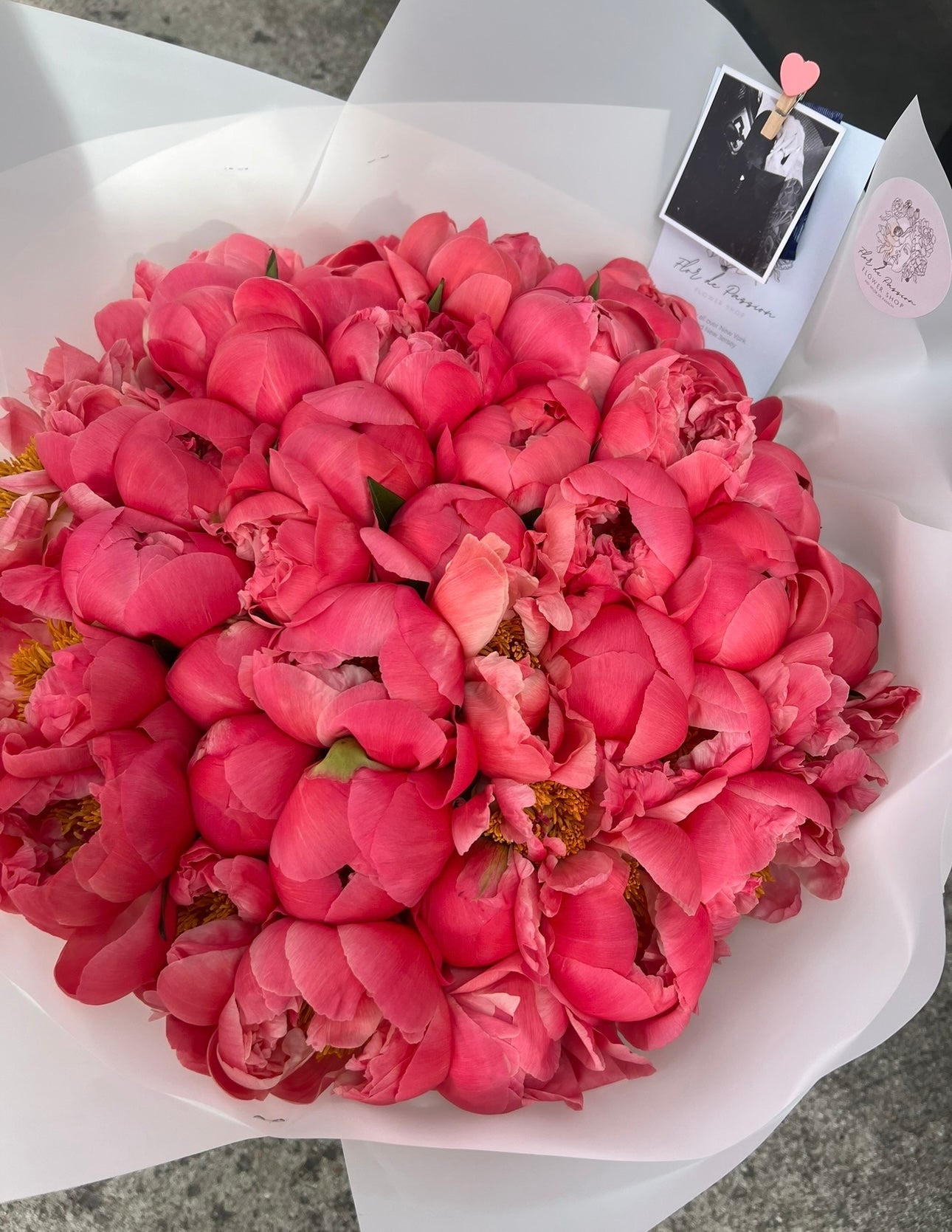 Mono Bouquet of Coral Charm Peonies