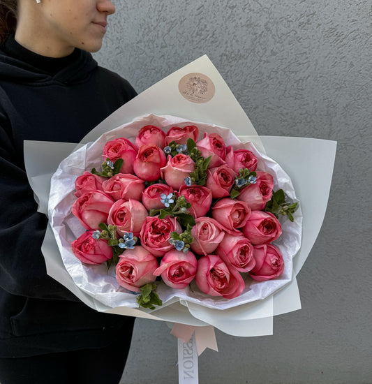 Pink Expression Garden Roses with Tweedia Bouquet