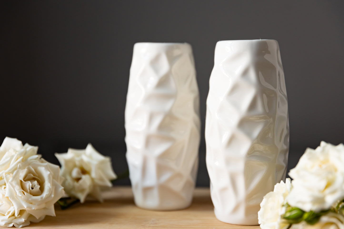 Simple Style Geometry White Ceramic Vase